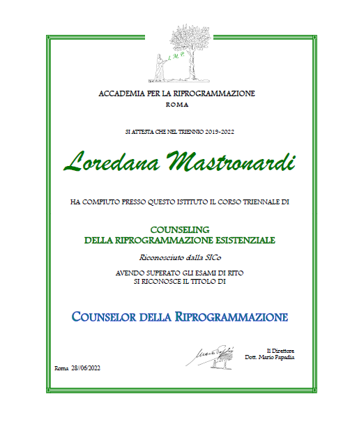 Loredana Mastronardi - Certificazione S.I.Co.